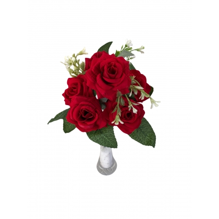 BUQUE AVELUDADO DE ROSA DIAMANTE X 6 (M) 31CM