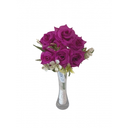 MINI BUQUE ROSA DIAMANTE X 7 (M) 30CM