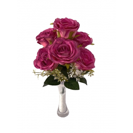 BUQUÊ DE ROSAS X 7 (M) 38CM (8CM FLOR) (POR COR)