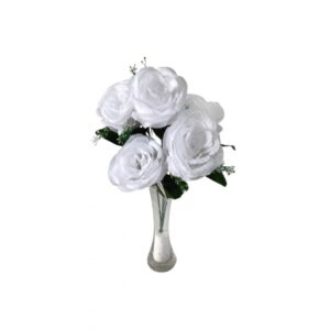 BUQUE DE ROSAS BRANCO X 5 (M) 40CM