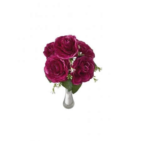 BUQUÊ DE ROSAS  BOURBON X 6 (M) 34CM (BOX COLORIDO)